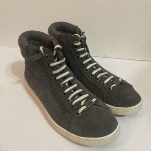 UGG "Olive" Trainer High Top Suede Sneaker Gray Size 6.5